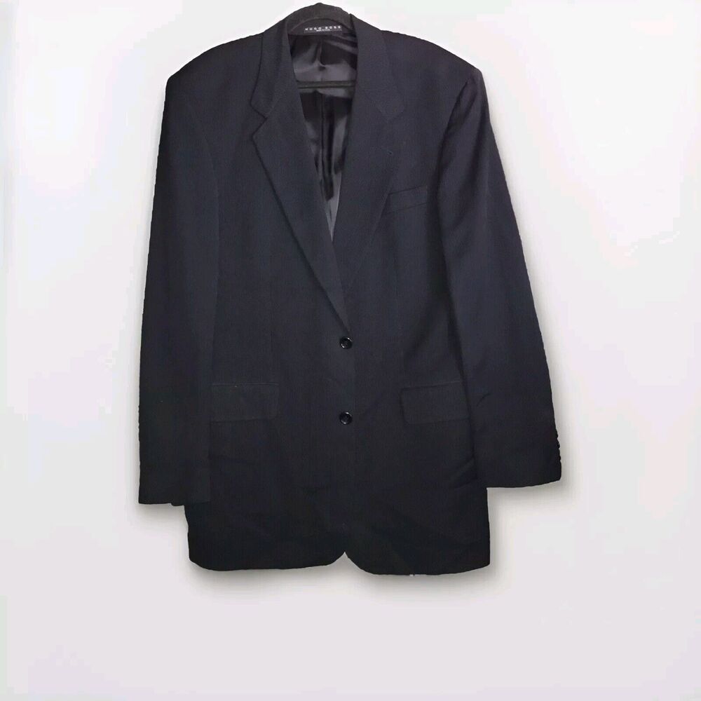 Hugo Boss Men Blazer Apollon Akropolis Torello Vierra Rib‎ Black 42L Wool Silk